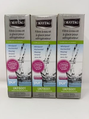 PAQUETE DE 3 NUEVOS FILTROS DE HIELO Y AGUA ORIGINALES Maytag para refrigerador UKF8001 con PUR Foto 1 de 4
