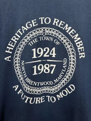 Camisa Vintage Anos 80 Grande Azul 1987 North Brentwood Maryland Heritage To Remember - Imagem 1 de 4