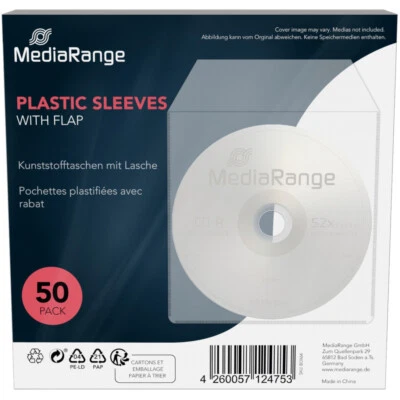 50 Stück MediaRange® CD DVD Sleeve Hüllen Plastikhüllen Folienhüllen Schutzhülle - Bild 1 von 3
