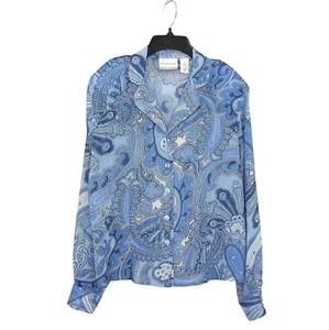 Top Alfred Dunner Mujer 10P Azul Multi Poliéster Plata Lurex Paisley Carrera - Imagen 1 de 12