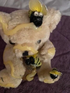 SMALL PLUSH LIGHT BROWN HONEY BEAR WITH POSABLE LEGS - Picture 1 of 2