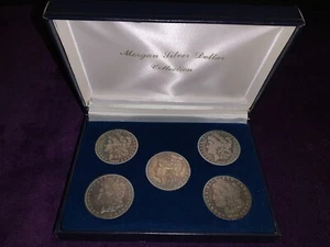 5 Morgan Silber Dollar Sammlung 1882, 1886, 1889, 1896. 1898 mit Etui kostenloser Versand - Bild 1 von 9