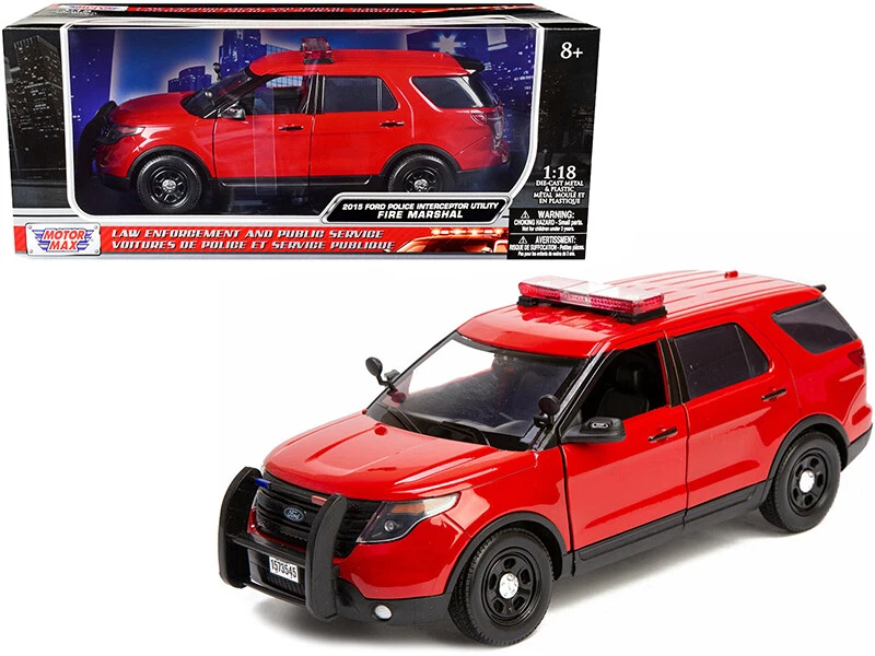 2015 FORD POLICE INTERCEPTOR UTILITY FIRE MARSHAL RED 1/18 MODEL MOTORMAX 73545