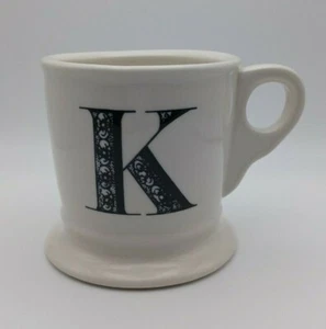 Anthropologie Monograma K Taza Café Té Cerámica Blanco Negro - Imagen 1 de 4