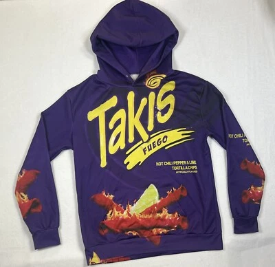 Pullover Takis Fuego Talla M Comida Chatarra Púrpura Sudadera con Capucha Estampada Fina Poliéster Hombres Foto 1 de 4