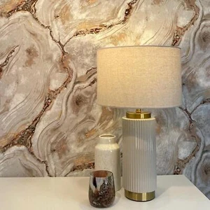 Rasch Palmetto Agate Liquid Marble Wallpaper Glitter Metallic Natural 529418 - Picture 1 of 3