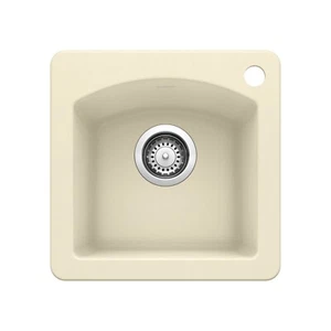 Blanco Diamond 15"x15" Dual Mount Single Bowl Bar/Kitchen Sink, Biscuit 440206 - Picture 1 of 6