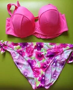 Conjunto de calzoncillos de bikini Simply Yours/George rosa mezcla U/W cuello halter corbata lateral 40D/20 - Imagen 1 de 3