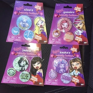 New Bratz Beauty Fashion Buttons Lot Of 4 Jade, Yasmin, Sasha & Cloe 3 Per Pack - Picture 1 of 10