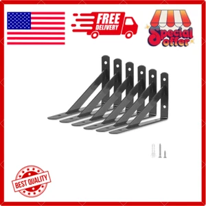 Heavy Duty Shelf Brackets 6 Packs L Corner Brace Black 4 X 6 Inch 90 Degree - Picture 1 of 24