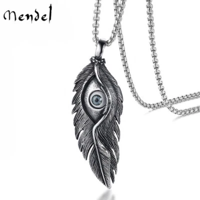 MENDEL Mens Native American Evil Eye Bird Feather Pendant Necklace For Men Women - Image 1 of 4