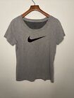 Women's The Nike Tee Dri-Fit Athletic Cut Tee Plain T-Shirt Gray Size Large
