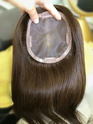 12-16" 5.5x6" #3 Dark Brown Full Mono Hair Toppers - Image 1 of 4