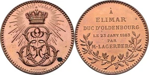 Medaille 1883 Elimar von Oldenburg 1844-1895 Original Münze #FB314 - Bild 1 von 1