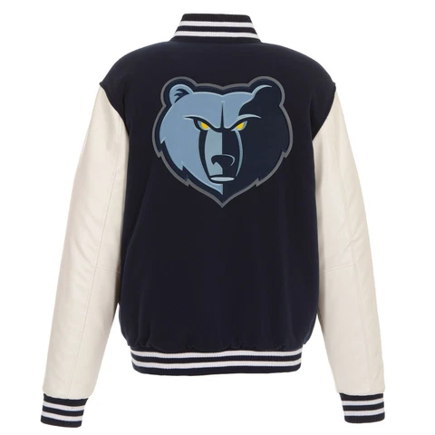 NBA Memphis Grizzlies Reversible Fleece Jacket PVC Sleeves Embroidered Logos Cover