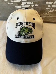 Cappello Berretto Baseball BORN TO FISH FORCED TO WORK Taglia Unica Regolabile Pescatore - Foto 1 di 6