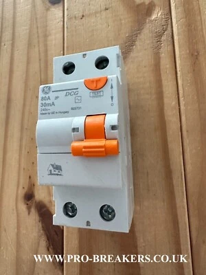 GENERAL ELECTRIC GE  80A 30MA DCG  2 POLE RCD MCB 605731 - Image 1 of 4