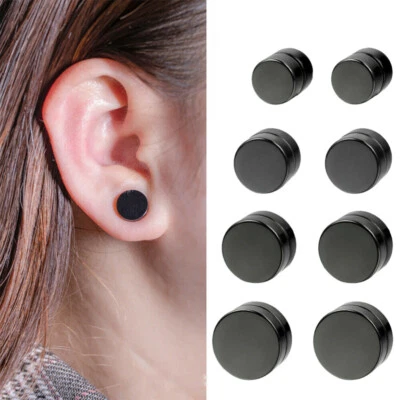 Stainless Steel Magnetic Stud Earrings 6-12MM For Women Men Non-Piercing Clip On - Image 1 of 4
