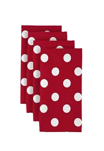 100% Milliken Polyester White 1" Dots on Red 18" x 18" Napkins 1 Dozen - Picture 1 of 1