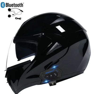 DOT Bluetooth Modular Flip Up Motorcycle Helmets Full Face Crash Helmet Sun Lens - Image 1 of 4