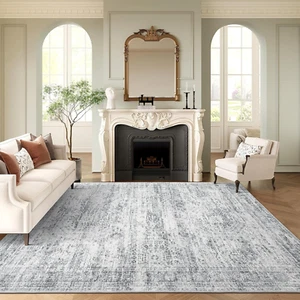 Washable Area Rug 8X10, Large Soft Rugs for Living Room Farmhouse Vintage Gray A - Picture 1 of 12