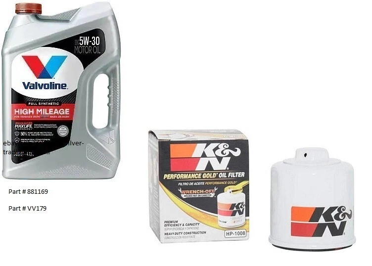 Valvoline 5W30 Full Synthetic High Mileage Motor Oil - 5 Quarts w/K&N Oil Filter - Image 1 of 1