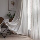 Boho Curtains for Bedroom Embroidery Striped Farmhouse 84 Inches Long 2 Panne...