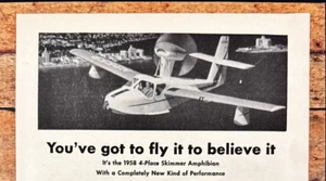 Pubblicità Skimmer IV aereo anfibio Teterboro aeroporto NJ stampa d'epoca 1958 - Foto 1 di 7