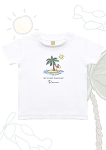 T-shirt personalizzata My First Holiday colore testo a scelta Holiday Top Island - Foto 1 di 2