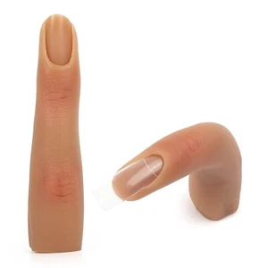 2 Pieces Silicone Practice Fingers for Acrylic Nails Fake Training Hand Bendable - Picture 1 of 6