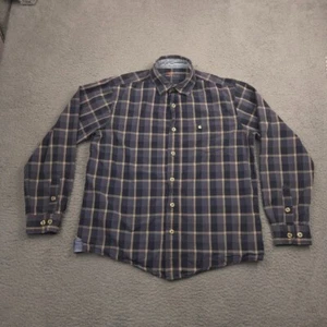 Carhartt Plaid Button Shirt Mens L Blue Beige Long Sleeve Workwear Cotton - Picture 1 of 12