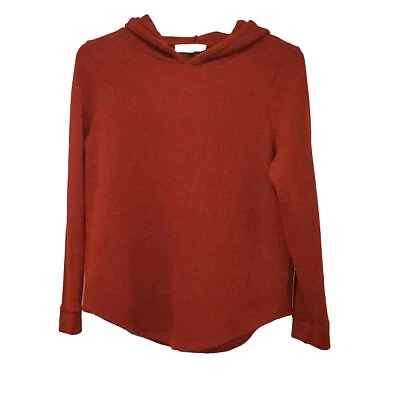 Loft Hooded Pullover Sweater Women's Size Large Brick Red Acrylic Blend VGUC  - Image 1 of 4