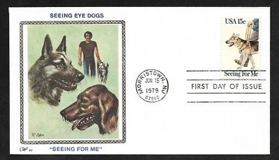 #1787 15c Seeing Eye Dogs- Western Silk FDC - Image 1 of 2