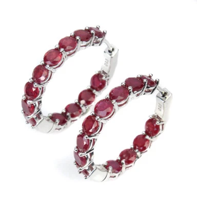925 Sterling Silver Earrings Round Ruby 4.5mm Natural Gemstone Jewelry - Image 1 of 4