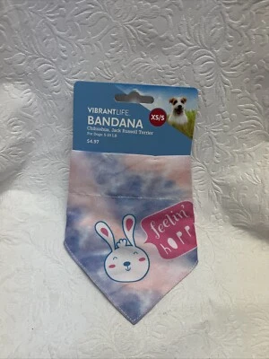 NUEVO Vibrant Life Dog Bandana de Pascua Feelin Hoppy Tie Dye Conejo Talla XS/S Foto 1 de 2