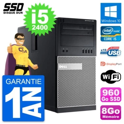 PC tour DELL OptiPlex 990 Intel Core i5-2400 RAM 8Go SSD 960Go Windows 10 Wifi - Immagine 1 di 4