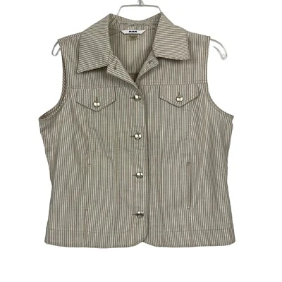 Chaleco Top ALIA Mujer Botón Sin Mangas Talla 8 Multicolor Rayas Foto 1 de 4