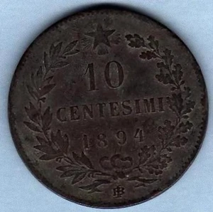 A011: Moneta Coin Umberto I - 10 Centesimi 1894 Birningham - Foto 1 di 1