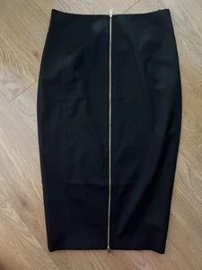Ted Baker Quinnes Black Pencil Skirt Full Zip Midi length Ted Size 2 UK 10 - Picture 1 of 5