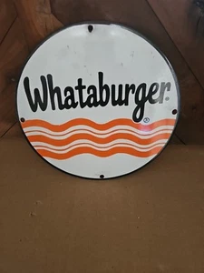 VINTAGE 1970'S WHATABURGER PORCELAIN SIGN FAST FOOD RESTAURANT FRIES 12" TEXAS - Picture 1 of 5