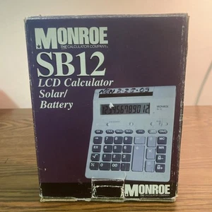 Monroe SB12 LCD CALCULATOR SOLAR POWER Open - Picture 1 of 5