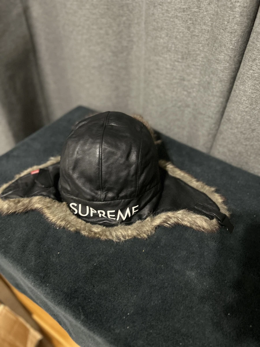 帽子 Supreme Leather Trooper Hat black Supreme Shearling Trooper Black - FW23 - US