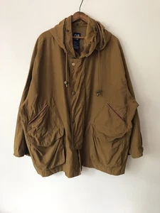 VTG 90s Gap Cotton Nylon Zip Up Windbreaker Rain Jacket Mustard Yellow Large - Picture 1 of 14