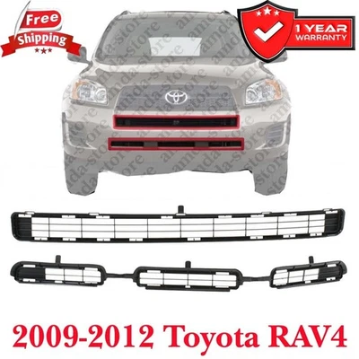 Upper & Lower Grille Black Fits 2009-2012 Toyota RAV4 New Front Bumper Set 2pc Foto 1 de 4