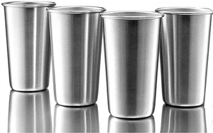 4 Pcs Stainless Steel Cups 16oz Stackable Metal Drinking Glasses Durable - Picture 1 of 2