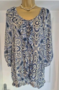 Wallis Blue Sheer Chiffon Blouse Size XL or 18 - Picture 1 of 7