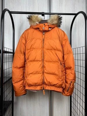 Jet Set Orange quilted down puffer fur ski jacket - Image 1 of 4