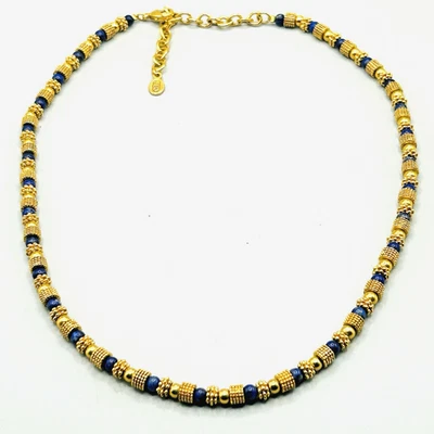 JBK Lapis Lazuli Gold-Plated Beads by Camrose & Kross 17” Necklace Vintage - Image 1 of 4