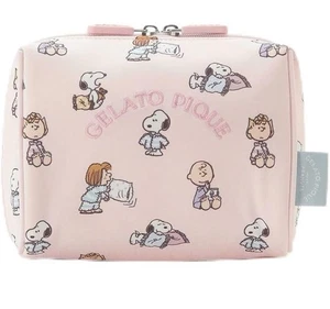 Peanuts Snoopy x gelato pique box cosmetic zip-around pouch pink - Picture 1 of 3