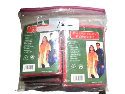 Unisex Rain Poncho Adult Emergency Poncho Hiking Camping Rain Jacket LOT of 12 - Image 1 of 4